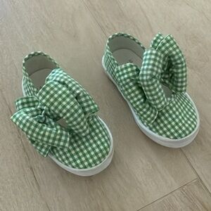 Green Gingham Kids Shoes